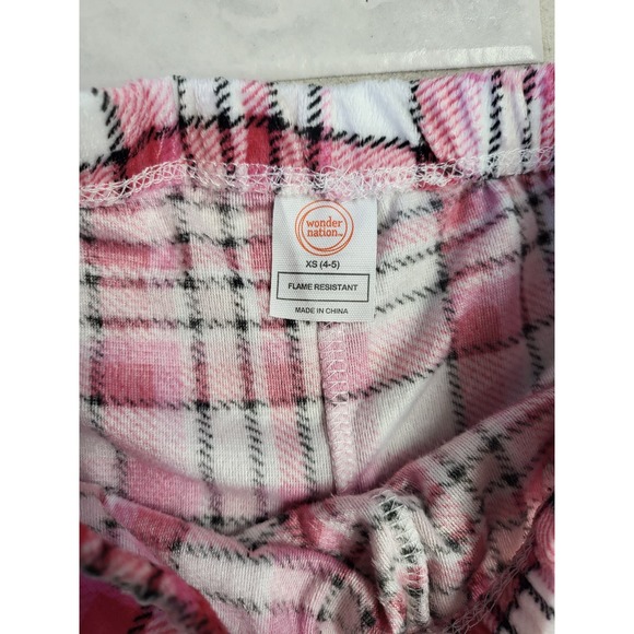 Wonder Nation Pink Plaid Fleece Pajama Pants - Girls 4-5 - Picture 2 of 2